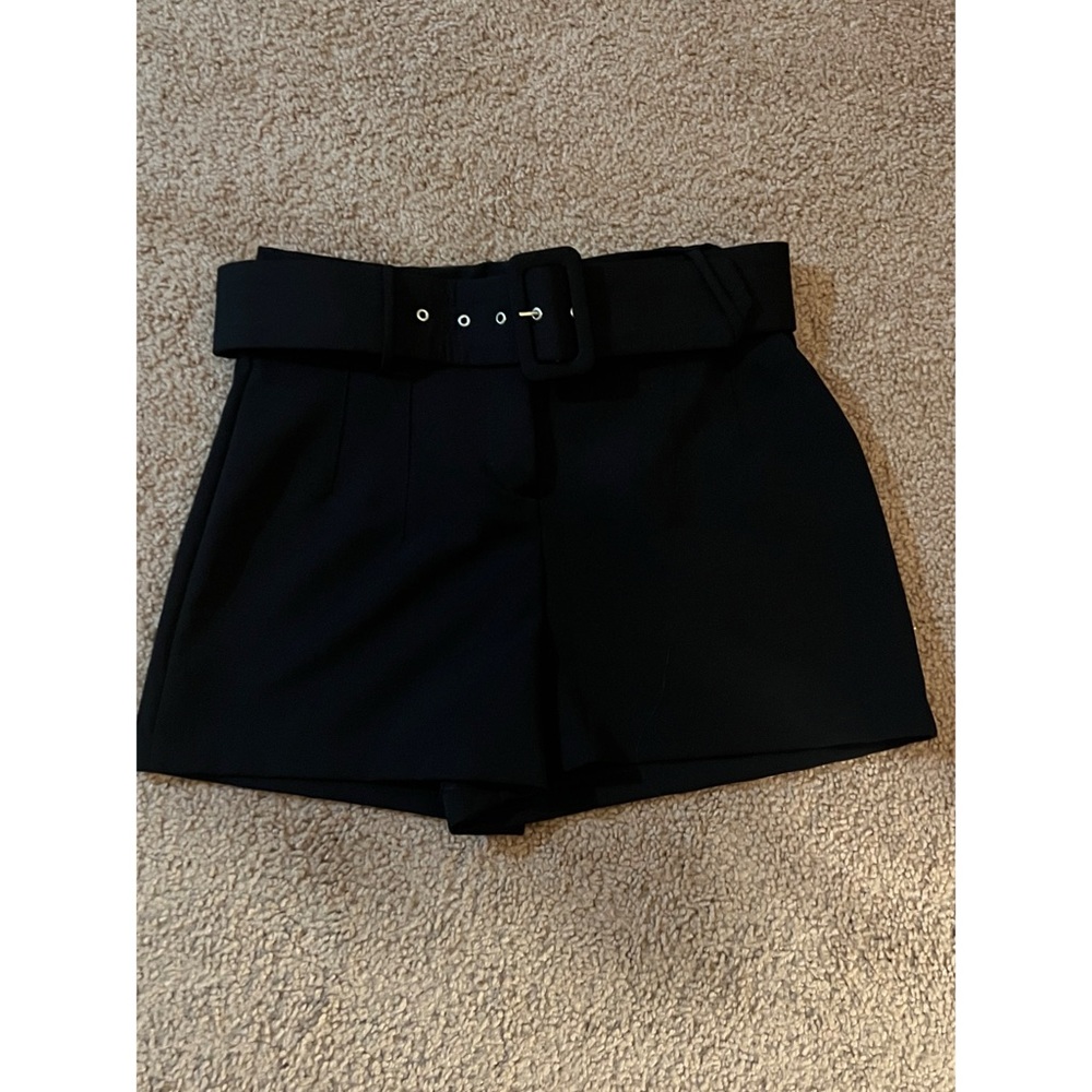 Zara Black High Waist Belted Shorts